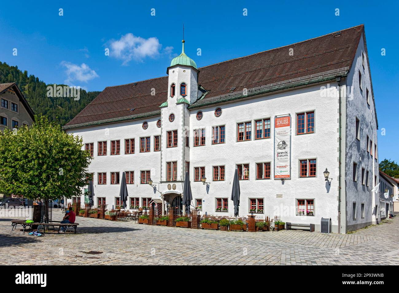 Town castle at the Marienplatz of Immenstadt im Allgäu, Bavaria, Germany Stock Photo