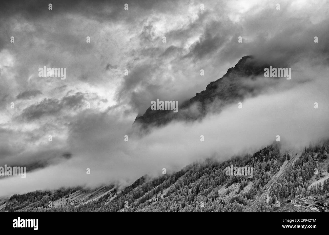 Switzerland, Sils-Maria, mountain, clouds Stock Photo