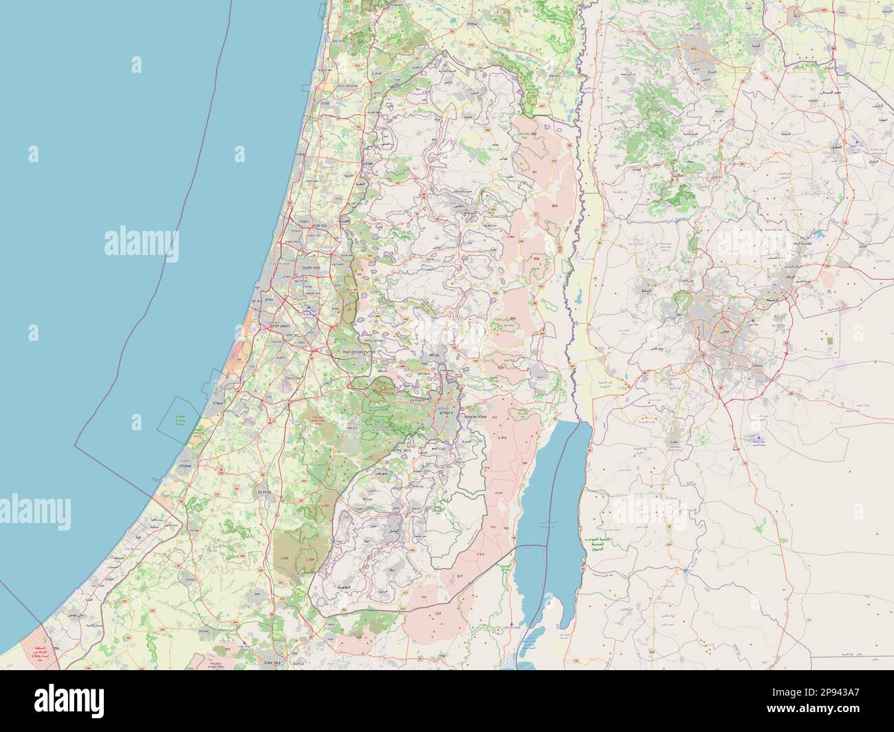 West Bank, region of Palestine. Open Street Map Stock Photo - Alamy