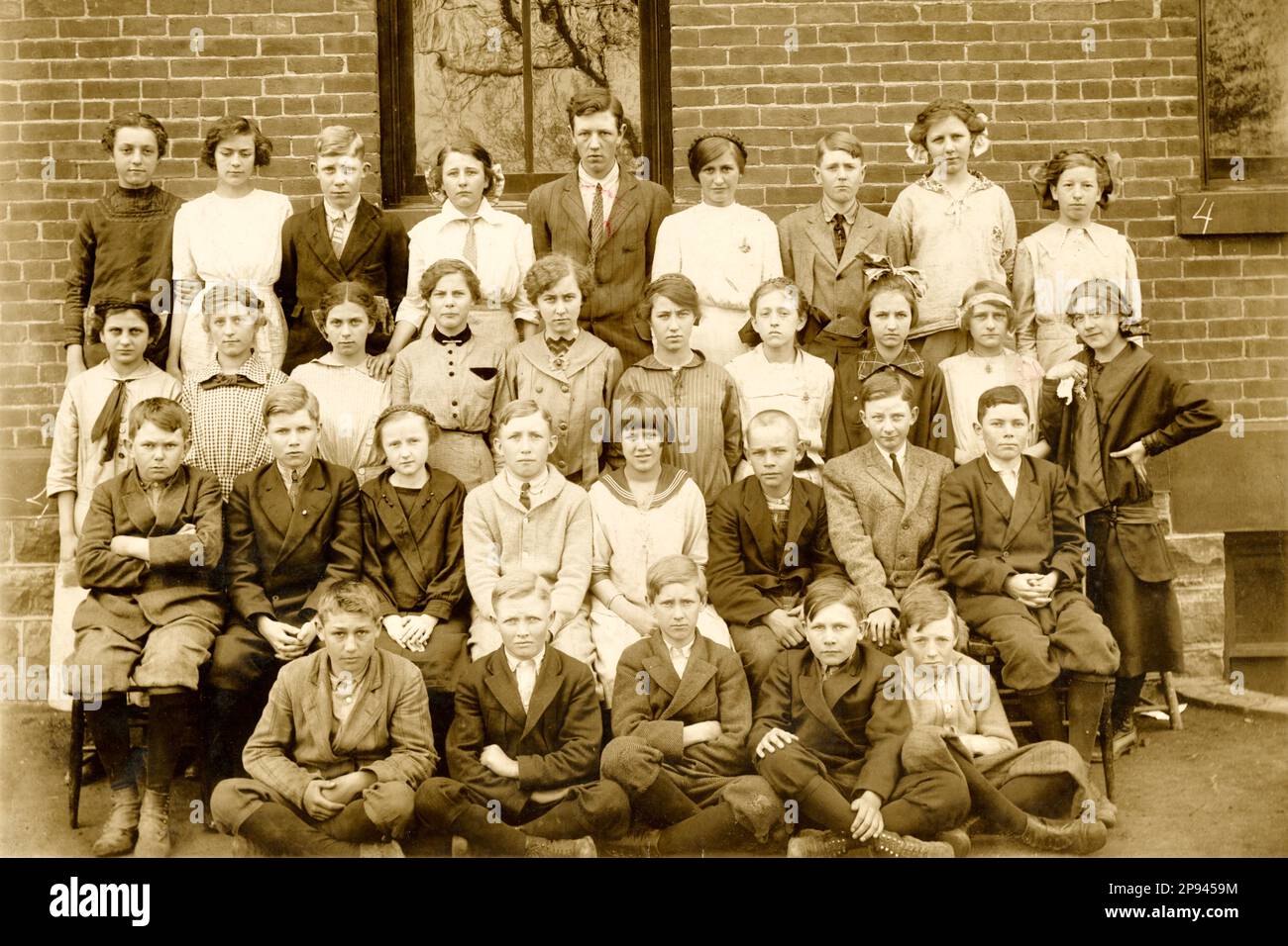 Grammar School Students early 1900s, American Elementary School, Iowa Stock Photo