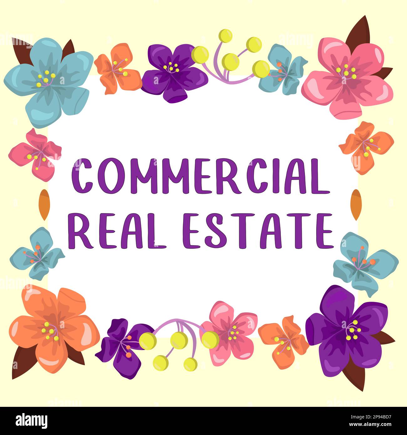 Text caption presenting Commercial Real Estate. Concept meaning 