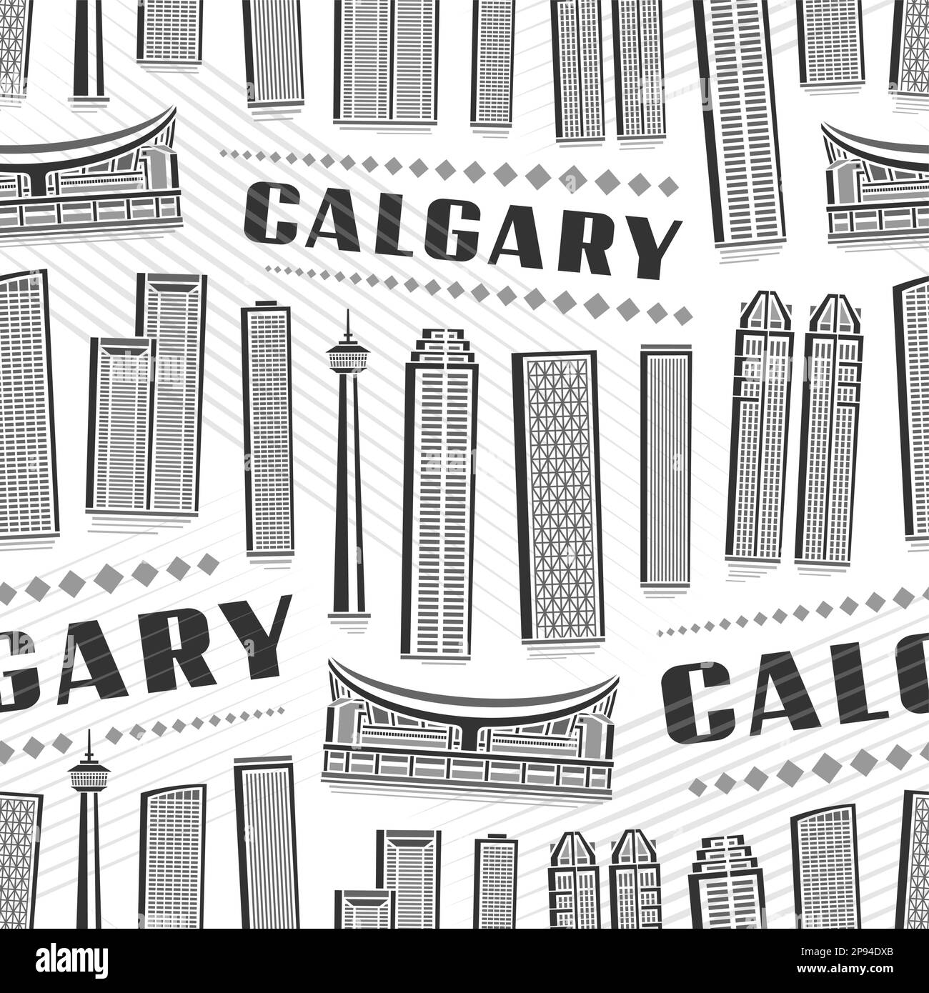 Vector Calgary Seamless Pattern, repeating background with illustration