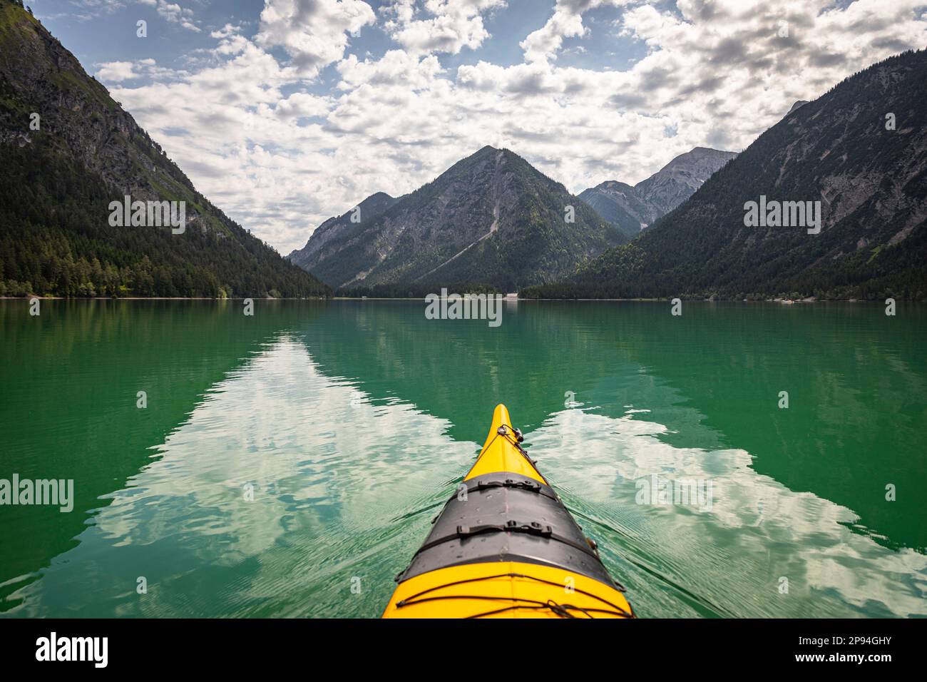 Sea kayak on the Heiterwanger lake. Stock Photo