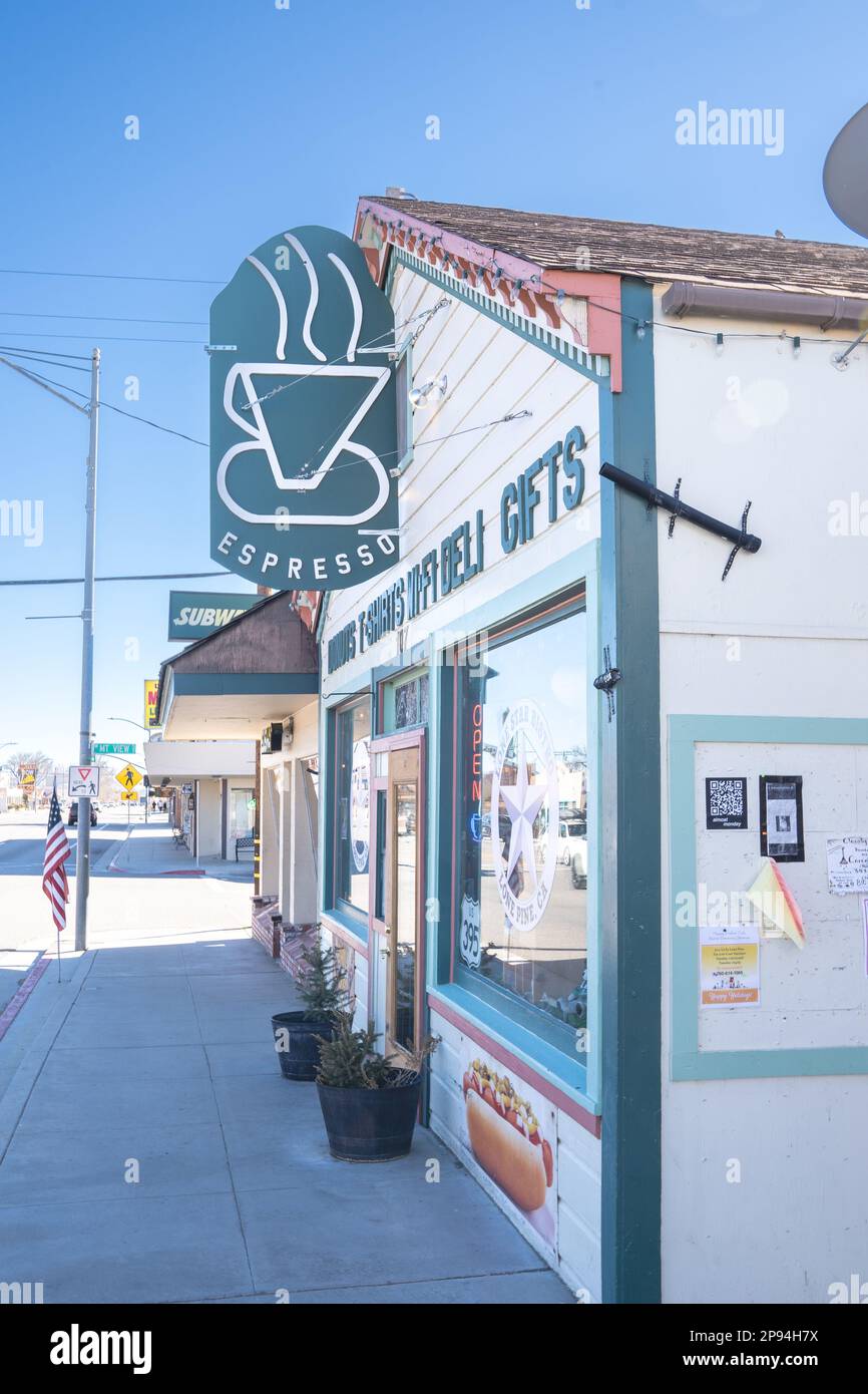 Lone Pine, CA, USA February 9th, 2023 Main street businesses