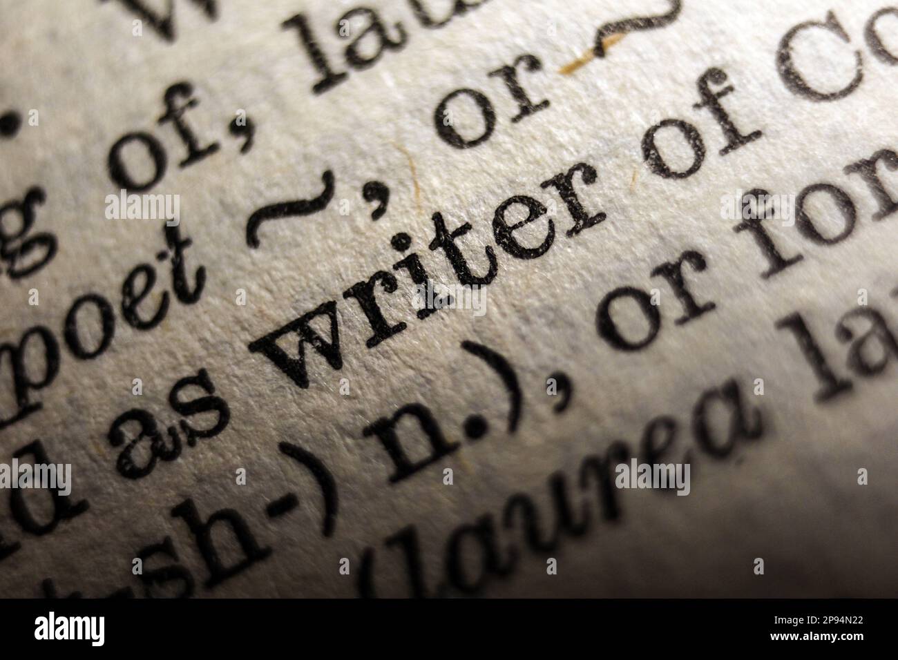 Definition of word writer on dictionary page, closeup Stock Photo Alamy
