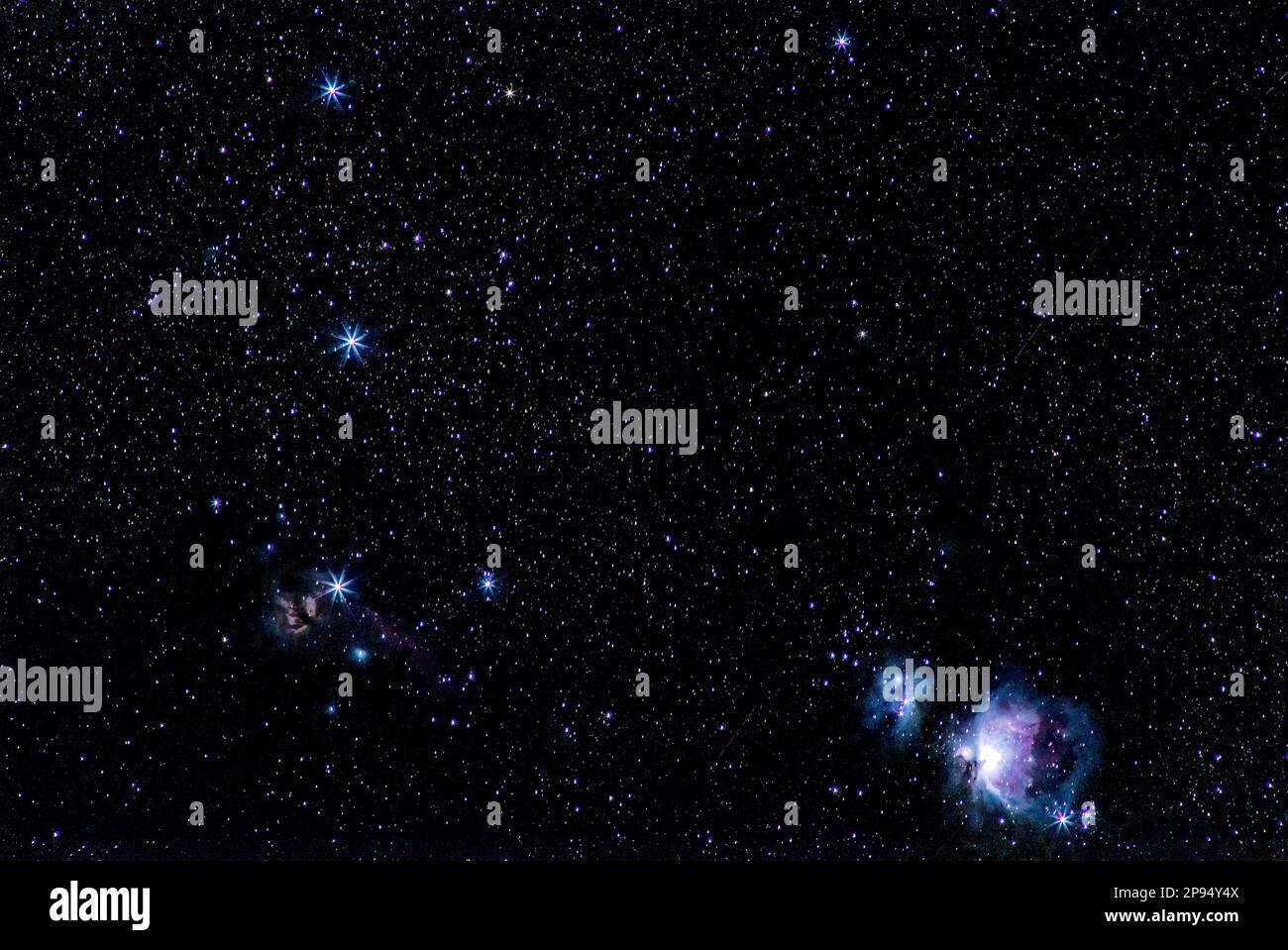 Orion Belt and The Nebulae Stock Photo Alamy