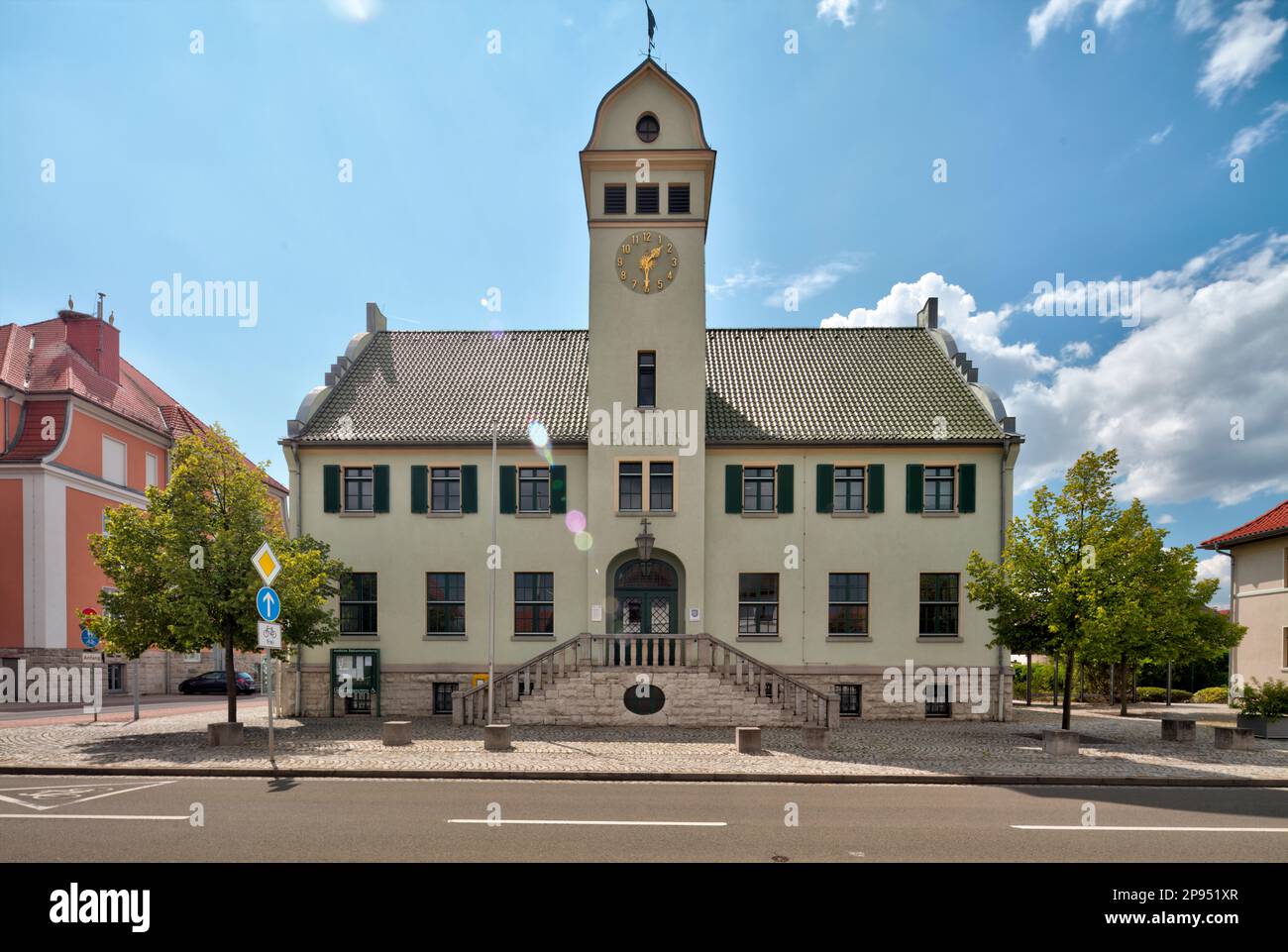 Town hall, administration, house facade, historical, Breitungen, Werra, Thuringia, Germany, Stock Photo