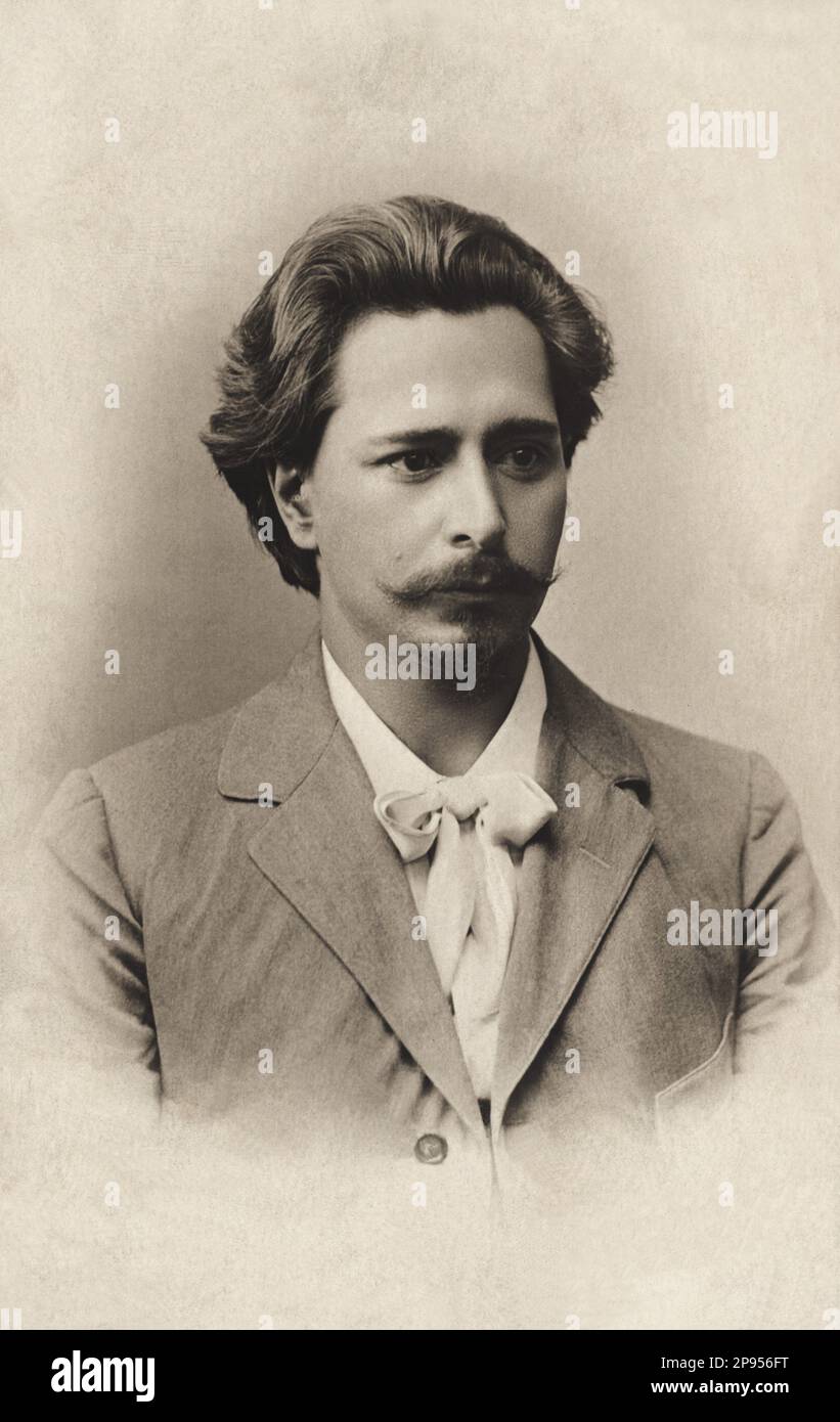 The russian writer and playwright LEONID Nikolaevic ANDREEV ( Orel 1871 - Mustamaggi 1919 ) , close friend of writer  Maksim Gorkij  ( 1868 - 1936 ) - ANDREYEV - ANDREIYEV - portrait - ritratto - baffi - moustache - barba - beard - cravatta - tie  - LETTERATO - SCRITTORE - LETTERATURA -  Literature - PORTRAIT - RITRATTO  - POET - POETA - POESIA - POETRY - tie bow - fiocco ---- Archivio GBB Stock Photo