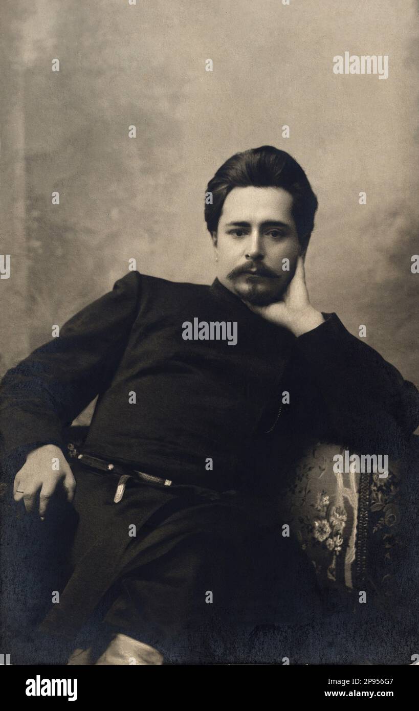 1890 ca , Moskow , Russia : The russian writer and playwright LEONID Nikolaevic ANDREEV ( 1871 -  1919 ) , close friend of writers  Maksim Gorkij  ( 1868 - 1936 ) . - ANDREYEV - ANDREIYEV - Nikolaevic - portrait - ritratto - baffi - moustache - barba - beard  - LETTERATO - SCRITTORE - LETTERATURA -  Literature - PORTRAIT - RITRATTO  - POET - POETA - POESIA - POETRY  - TEATRO - THEATRE - THEATER  ---- Archivio GBB Stock Photo