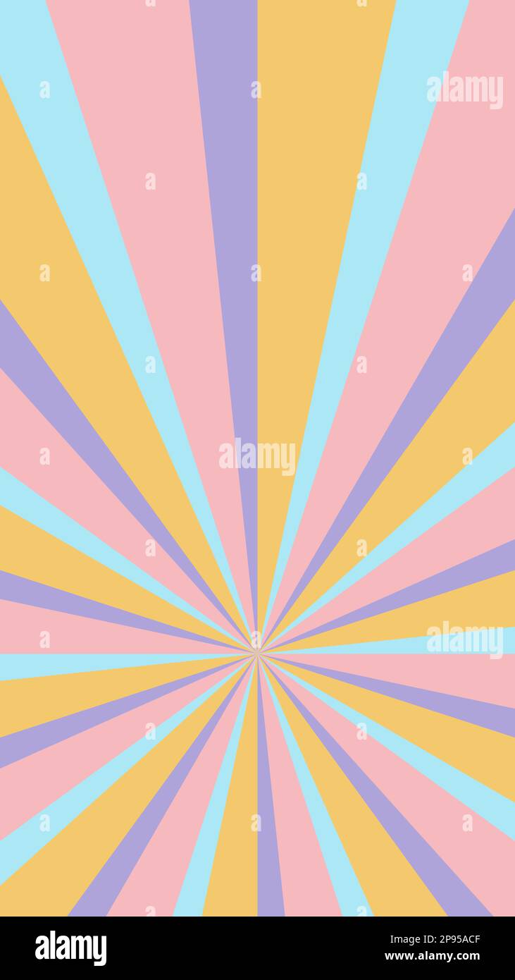 Groovy retro burst sun rays background. Vintage colorful abstract geometric pattern. Vector summer hippie carnival illustration for poster, flyer Stock Vector