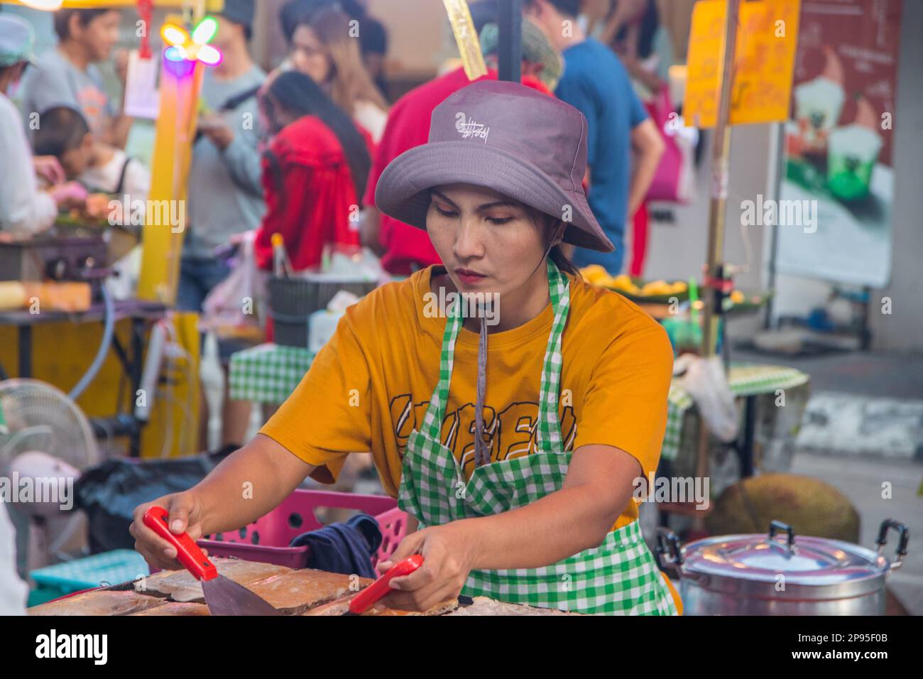 A traditional street festival with countless food stalls in Thailand