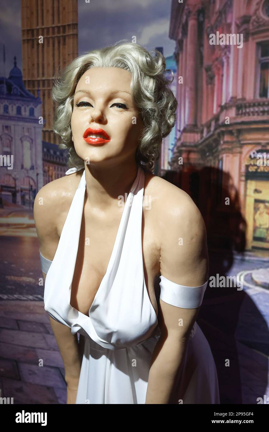 Krakow, Poland, 10.03.2023. Mairlyn Monroe wax figure at the Polonia