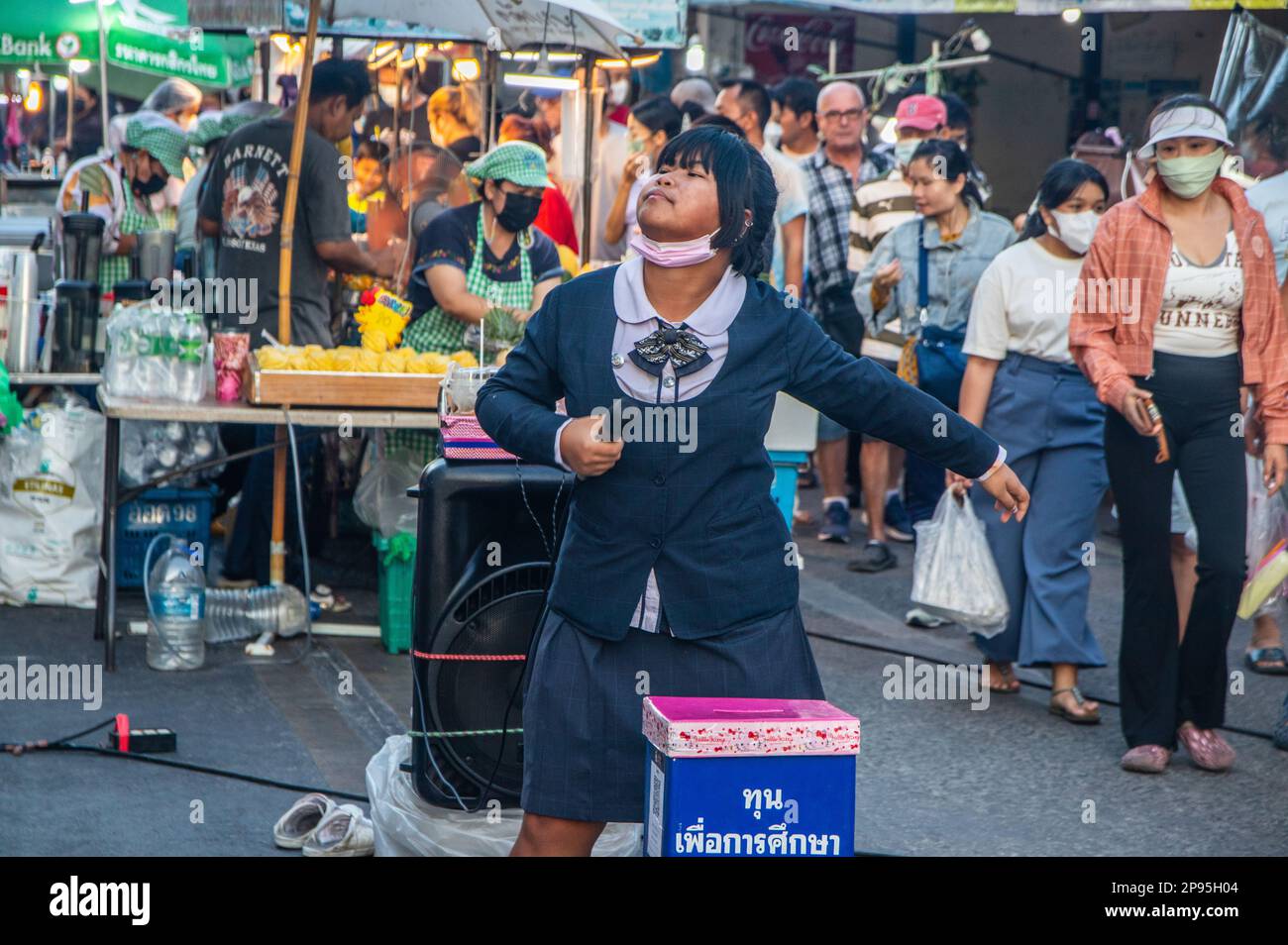 A traditional street festival with countless food stalls in Thailand