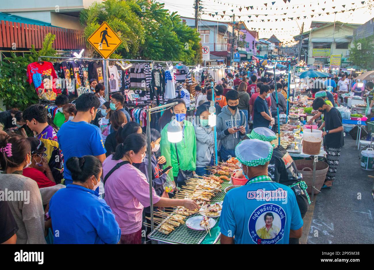A traditional street festival with countless food stalls in Thailand