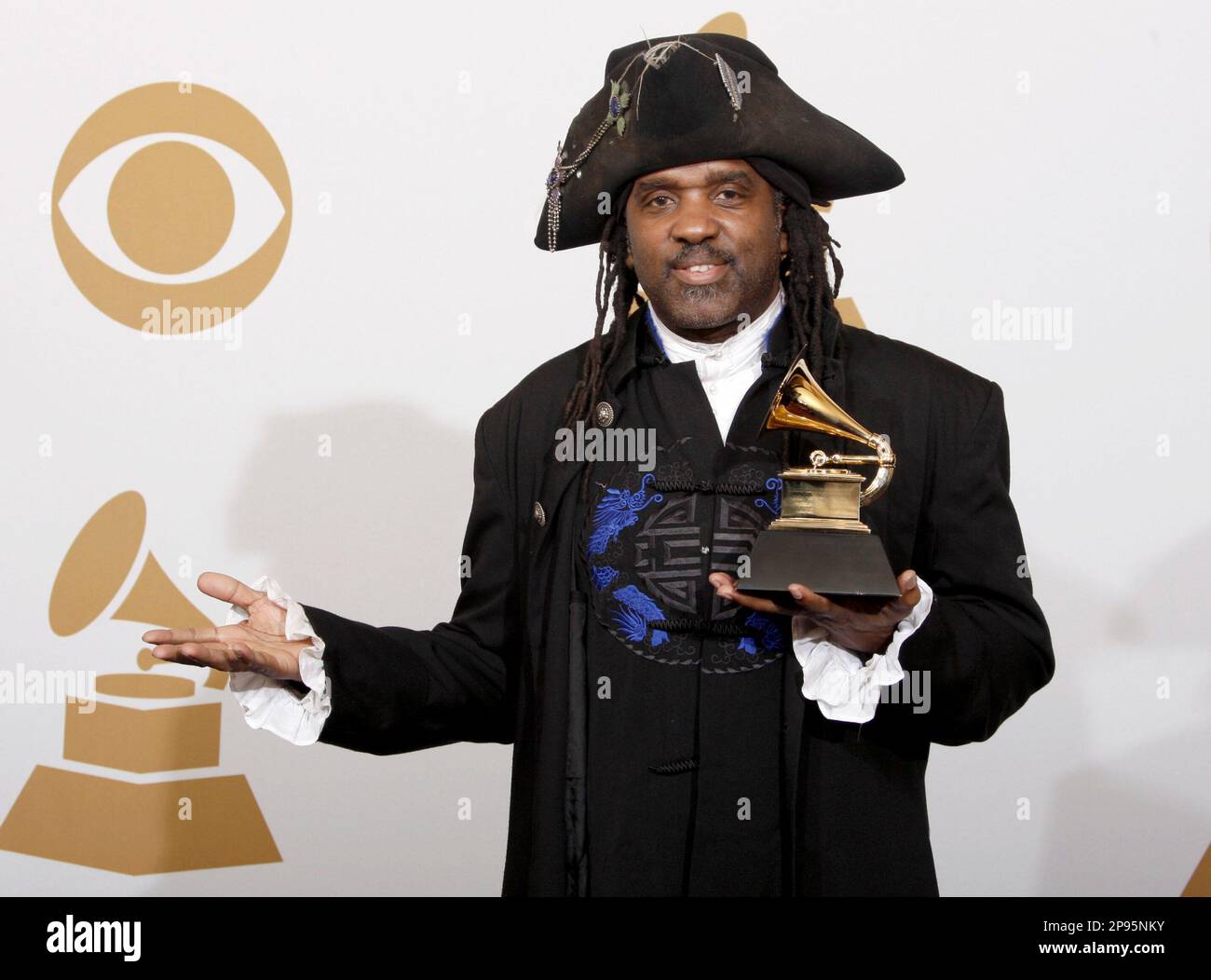 Future Man holds the best pop instrumental album award for Jingle All The  Way backstage at the 51st Annual Grammy Awards on Sunday, Feb. 8, 2009, in  Los Angeles.(AP Photo/Matt Sayles Stock