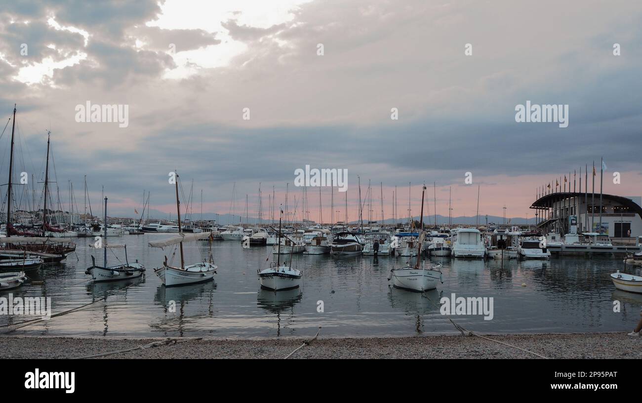 Fishing and recreational boats anchored in the bay Stock Photo - Alamy