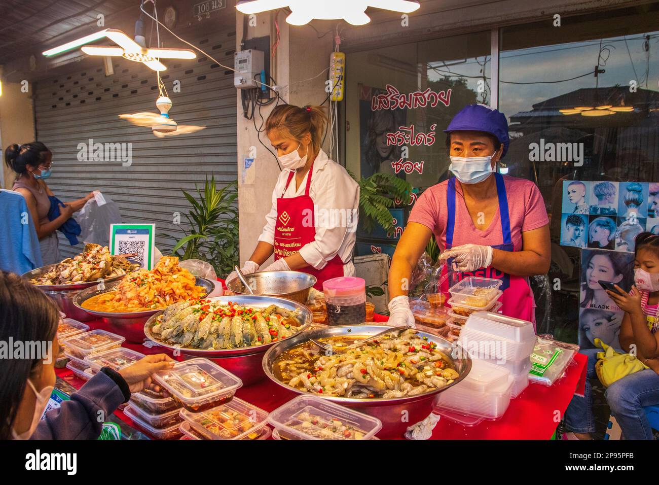 A traditional street festival with countless food stalls in Thailand