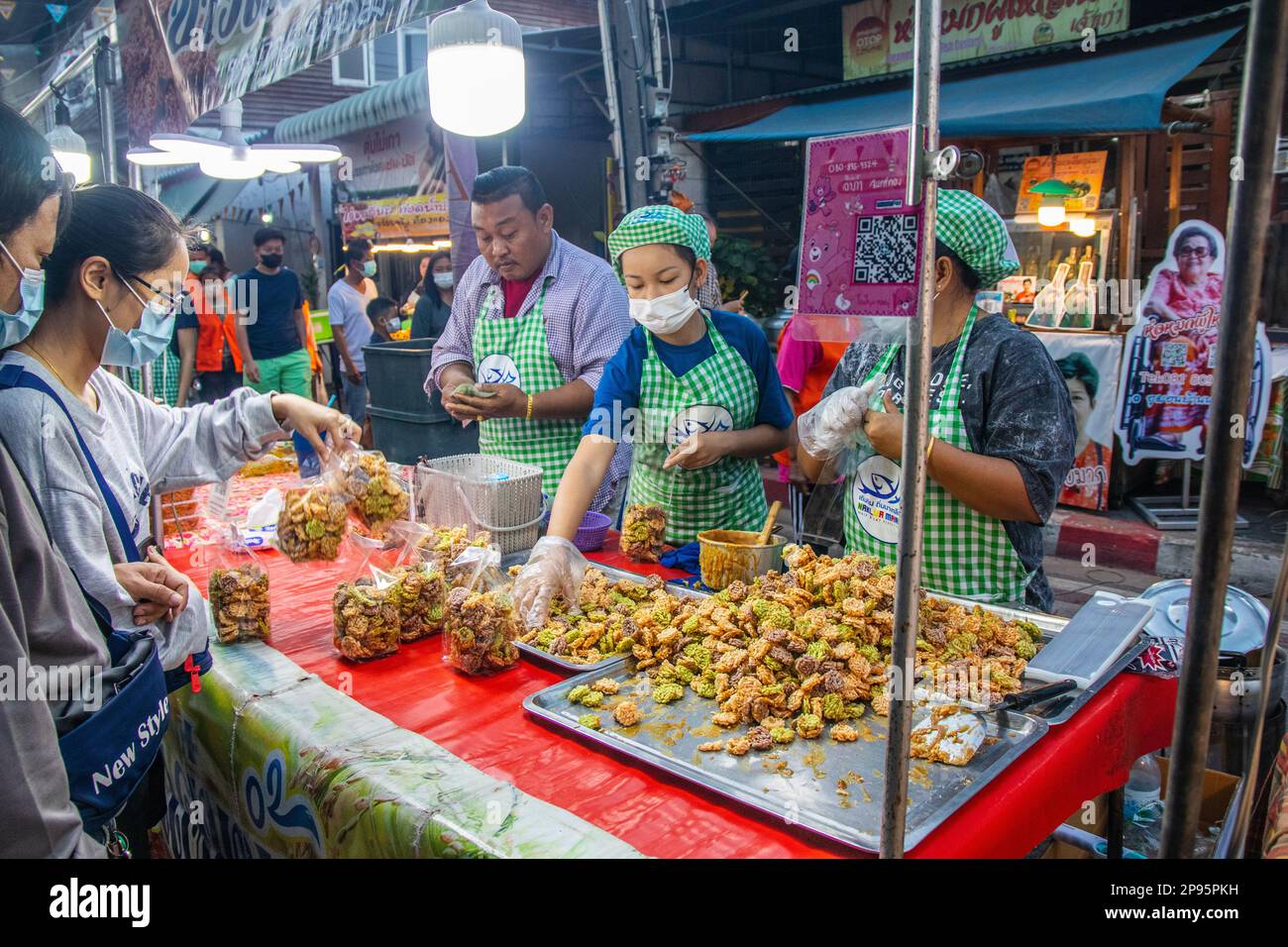 A traditional street festival with countless food stalls in Thailand