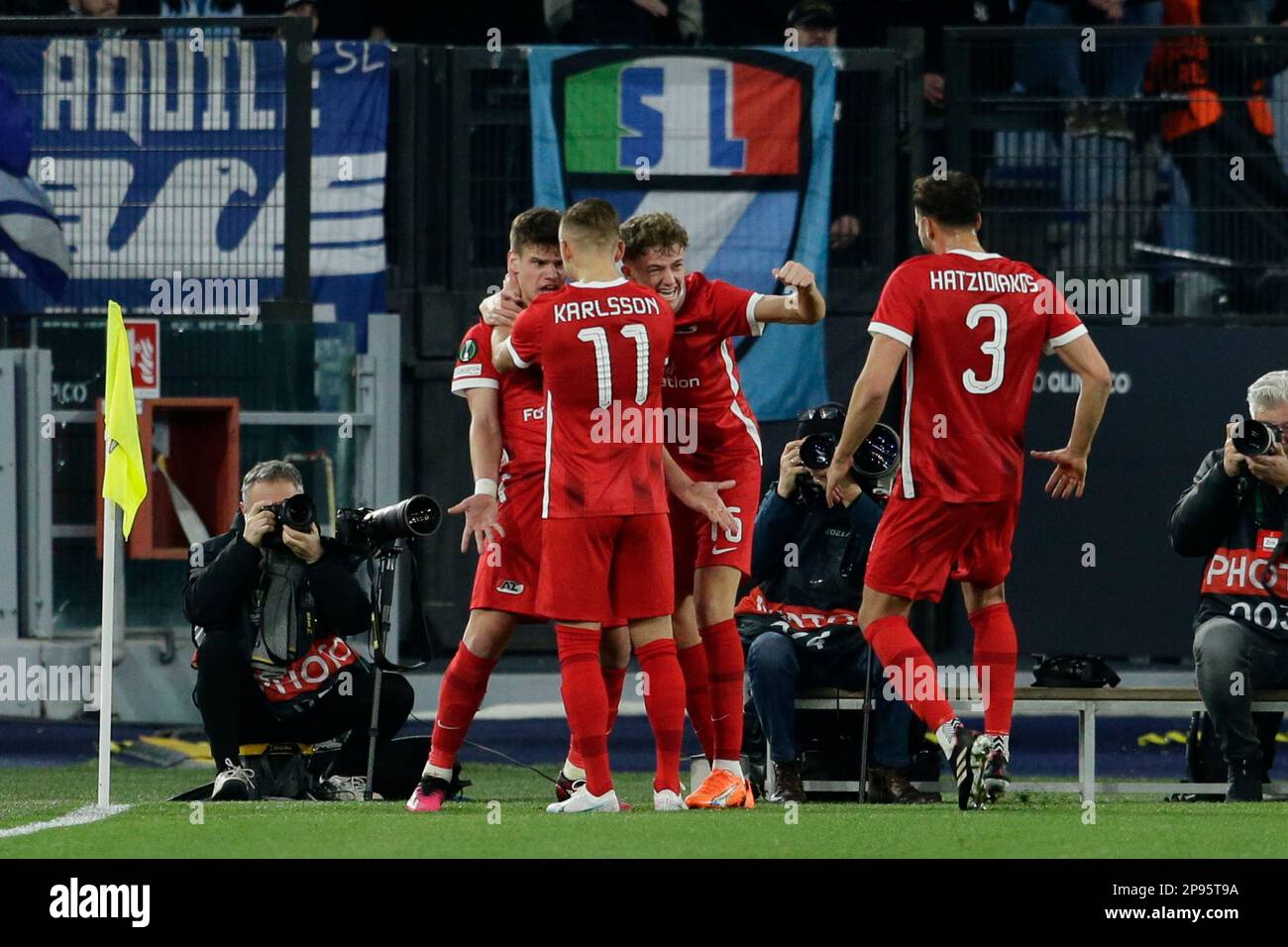 Alkmaar Zaanstreek's Hungarian defender Milos Kerkez celebrates after ...