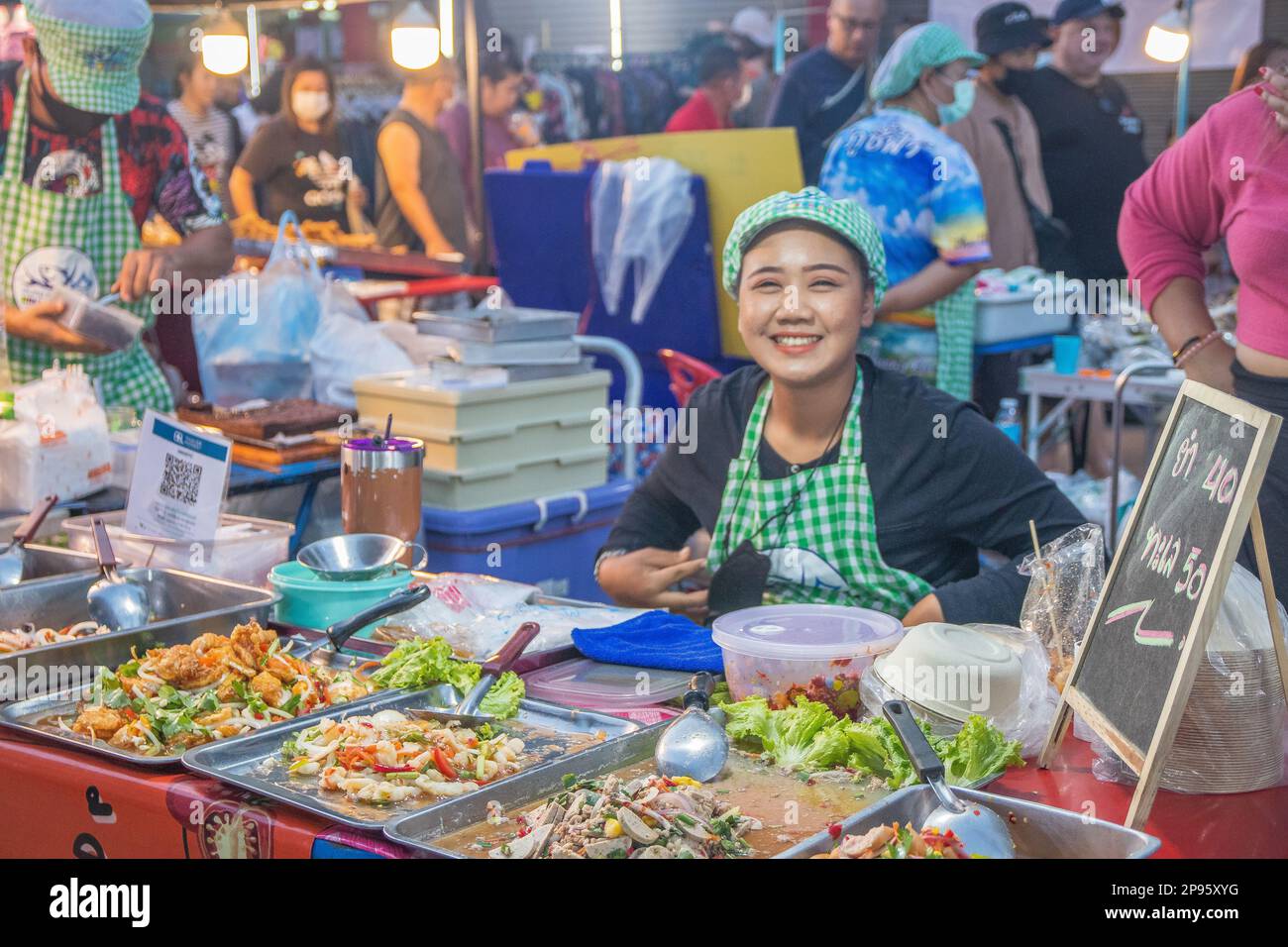 A traditional street festival with countless food stalls in Thailand