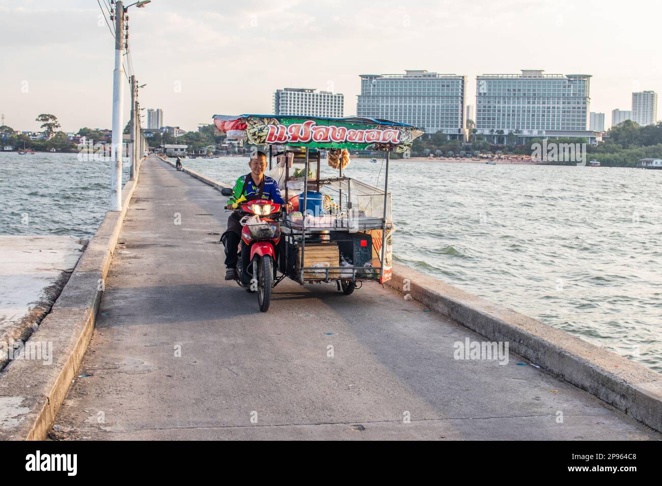 mobile Thai food stand coupled with a motorbike in Thailand Asia Stock Photo