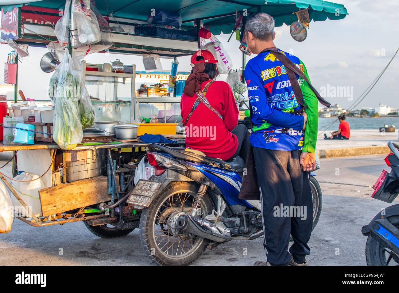 mobile Thai food stand coupled with a motorbike in Thailand Asia Stock