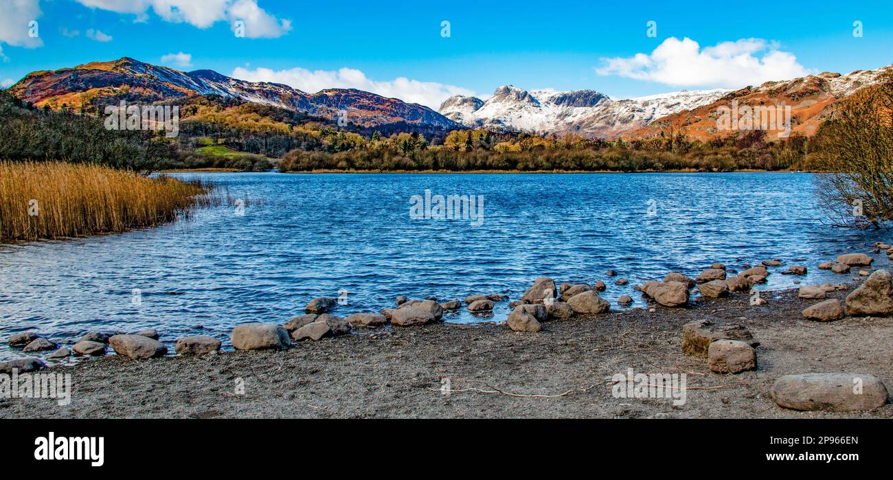 Stunning panoramic of Elter Water, Lake District National Park, Cumbria Stock Photo