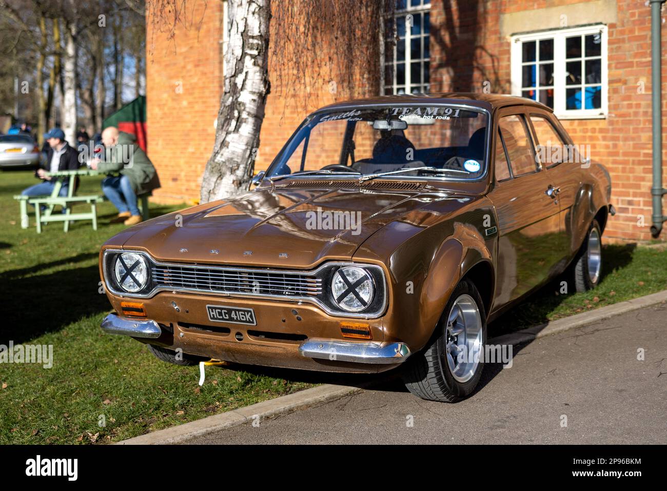 1972 Ford Escort ‘HCG 416K’ on display at the Ford assembly held at the Bicester Heritage Centre on the 26th February 2023. Stock Photo