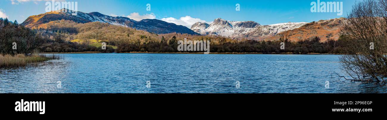 Stunning panoramic of Elter Water, Lake District National Park, Cumbria Stock Photo