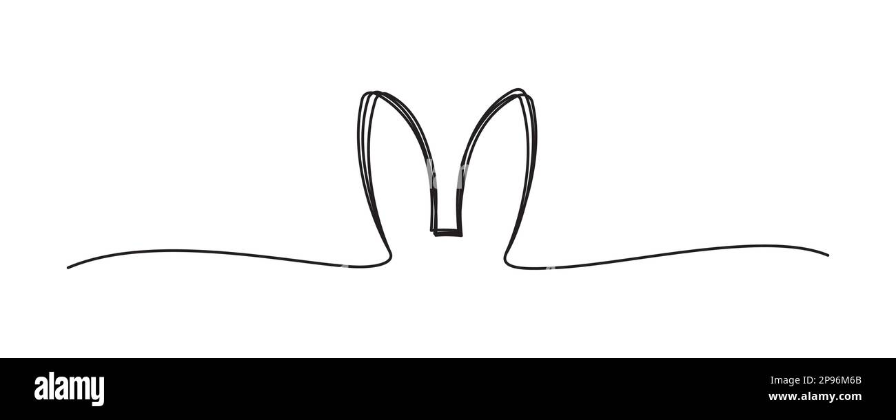 Doodle Easter bunny ears scribble banner hand drawn with thin line Stock Vector