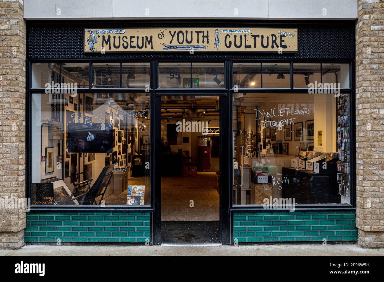 Museum of Youth Culture Soho London. The Museum of Youth Culture is dedicated to Youth Culture and Teenage Life in Britain. 95 Berwick St Soho. Stock Photo