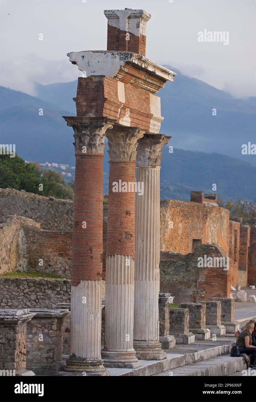 Reconstructed freestanding Corinthian columns in the Forum, Pompeii
