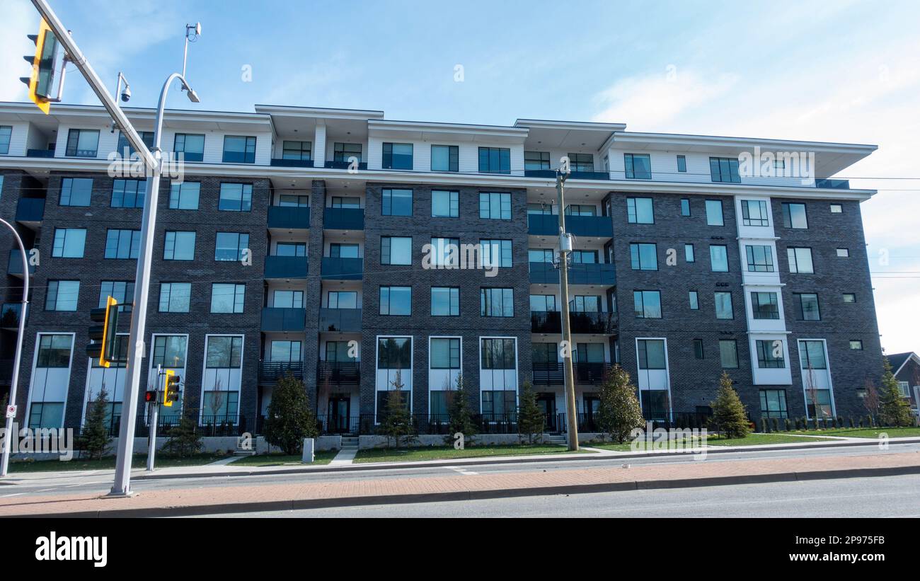 New Modern Apartment Building in Surrey, British Columbia Canada Stock