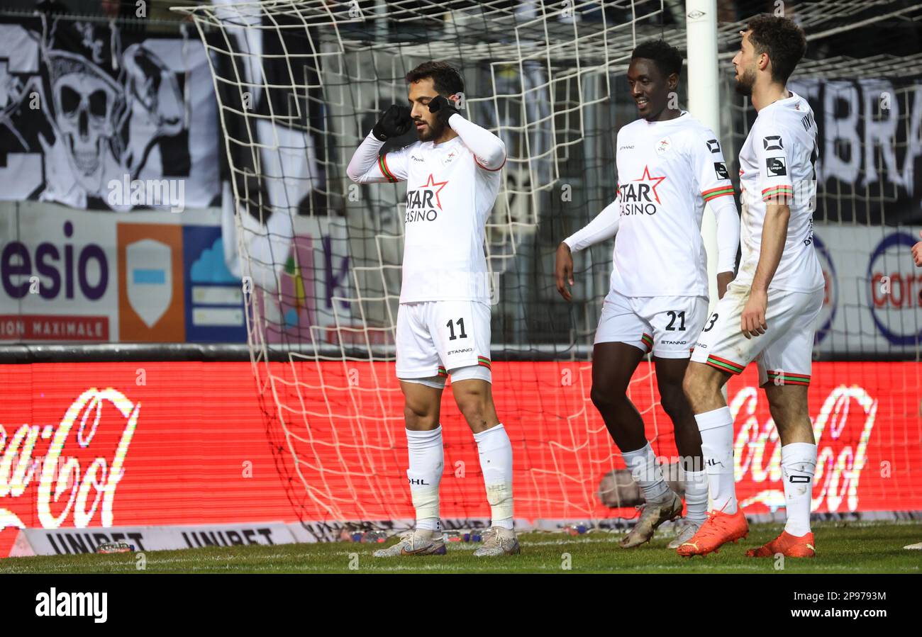 Belgium. 10th Mar, 2023. OHL's Mousa Tamari celebrates after scoring