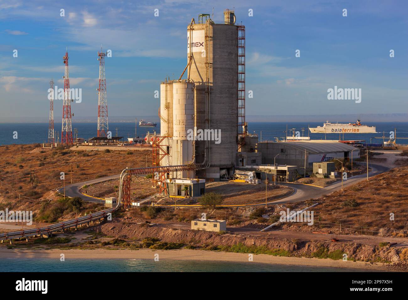 Cement factory, Puerto De Pichilingue, La Paz City, Baja California Sur, Mexico Stock Photo
