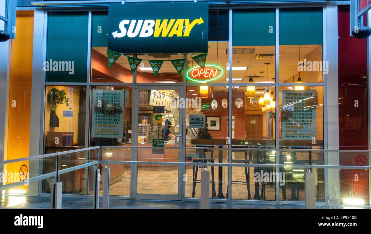 Subway Fast food restaurant in New Westminster, BC Canada Stock Photo