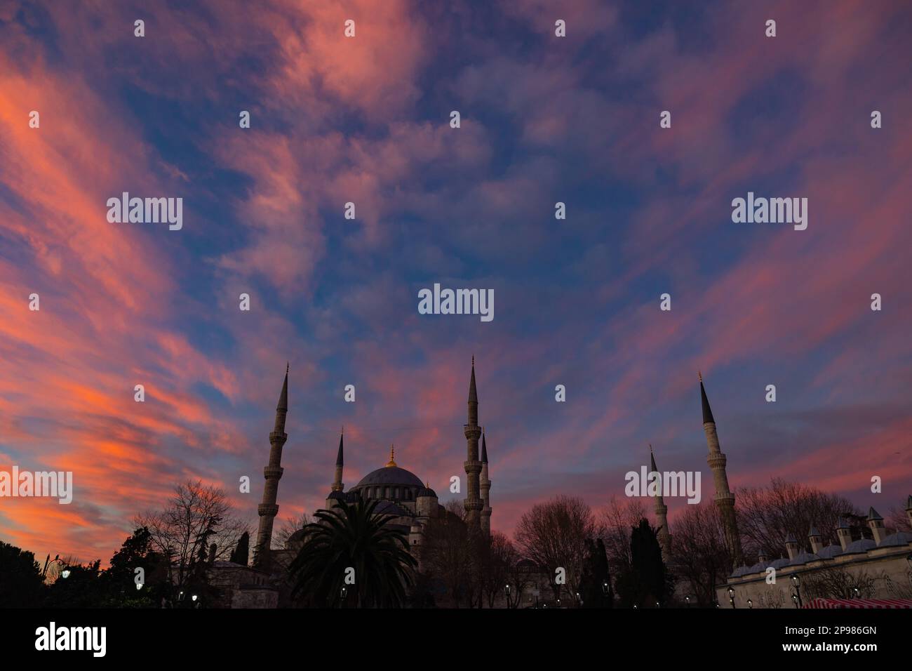 Sultanahmet or Blue Mosque with dramatic clouds at sunrise in the ...