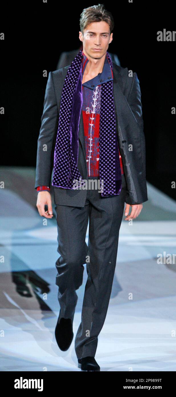 This creation is part of the Giorgio Armani men s Fall Winter 2009 2010 collection part of the Milan Fashion Week unveiled in Milan Italy Tuesday Jan.20 2009. AP Photo Luca Bruno Stock Photo Alamy