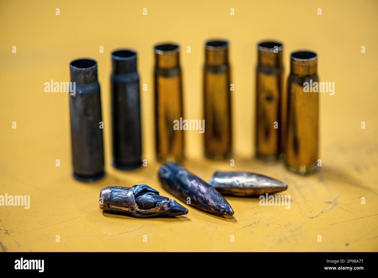 Illustration picture shows used ammunition in a ballistics laboratory