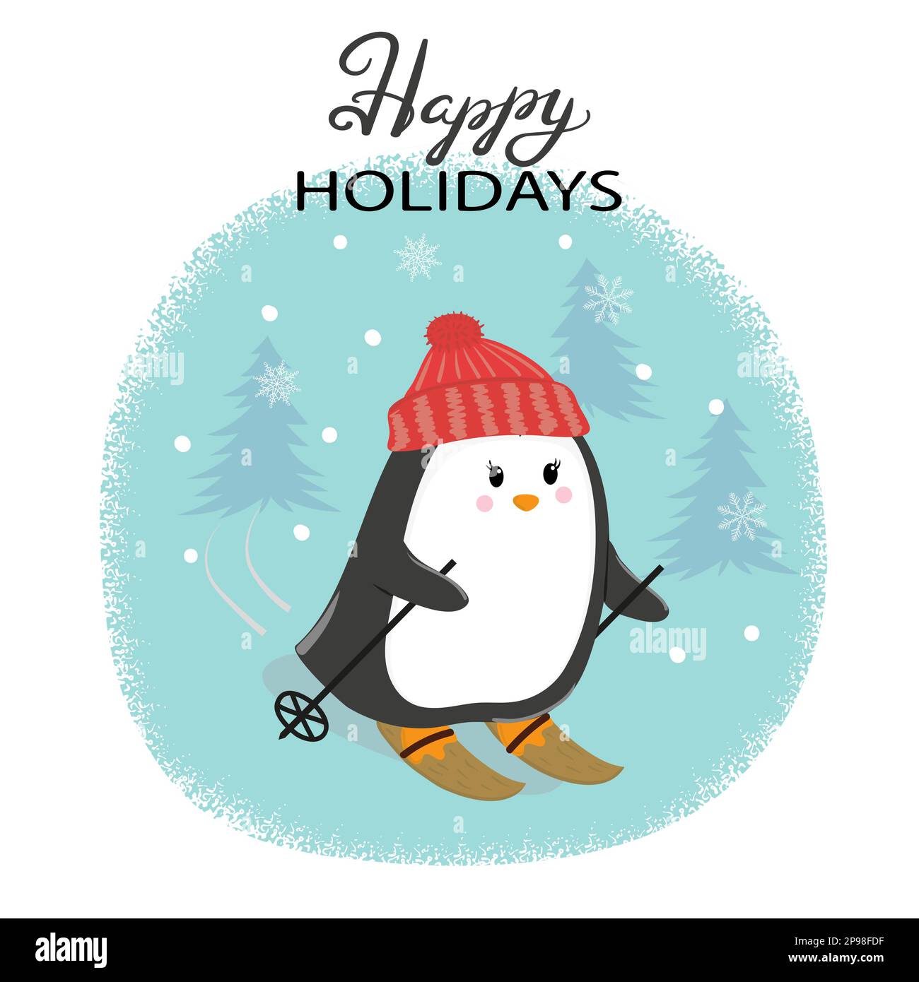 Luxury 3D Pop-Up Christmas Card - Sledging Penguins Swing Card - For Kids, For Family, For Him, For Her