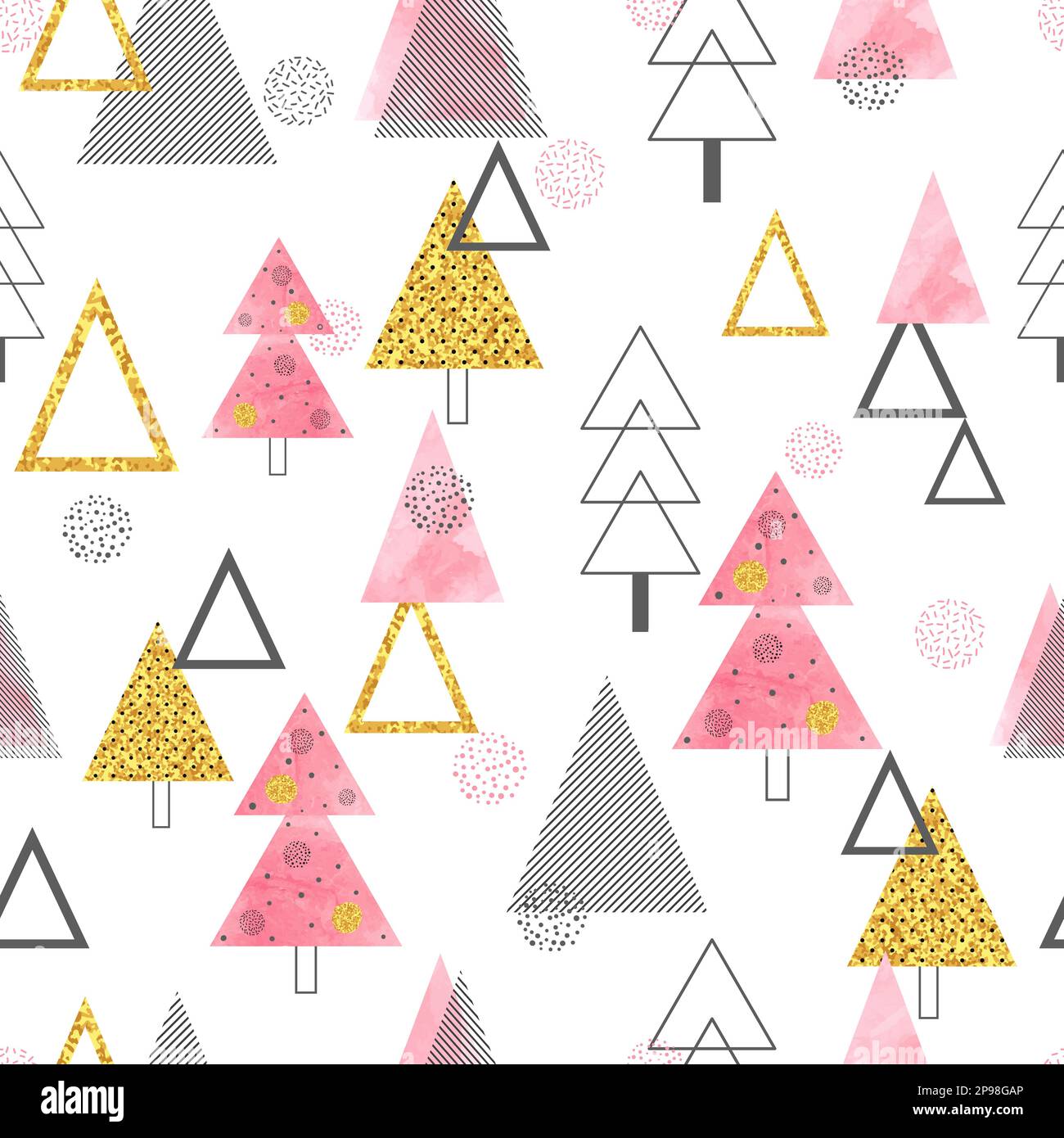 Seamless Christmas trees pattern in retro style. Vector holiday ...