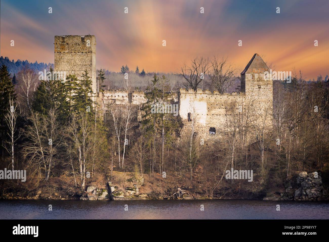 Ruins of Lichtenfels Castle. Lower Austria. Stock Photo