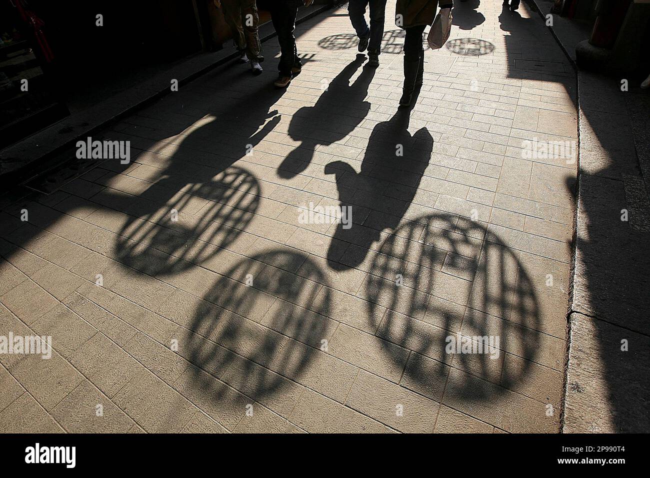 Shadow of traditional decorations for Chinese New Year cast on the