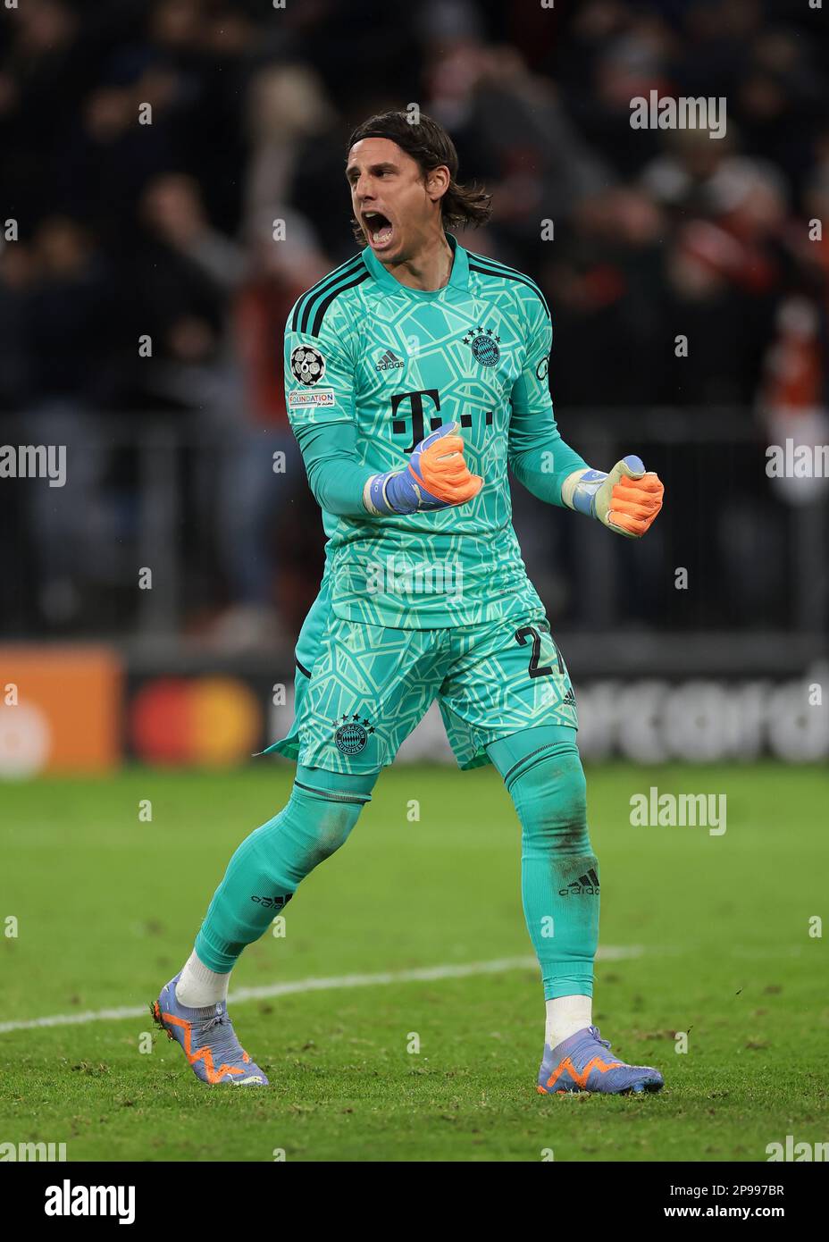 Munich, Germany. 8th Mar, 2023. Yann Sommer of Bayern Munchen celebrates a  goal during the UEFA Champions League match at Allianz Arena, Munich.  Picture credit should read: Jonathan Moscrop/Sportimage Credit:  Sportimage/Alamy Live