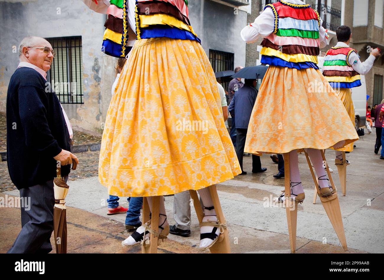 'Danza de los Zancos' folk dance, Anguiano, La Rioja, Spain Stock Photo