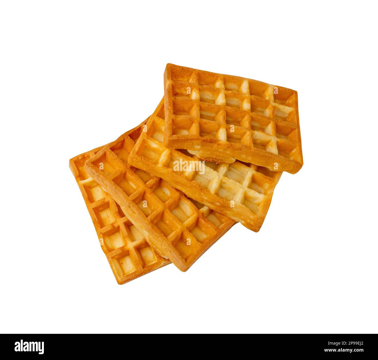 Belgian Waffle Isolated, Square Waffled Cookie, Soft Golden Belgium