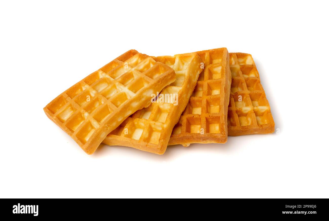 Belgian Waffle Isolated, Square Waffled Cookie, Soft Golden Belgium