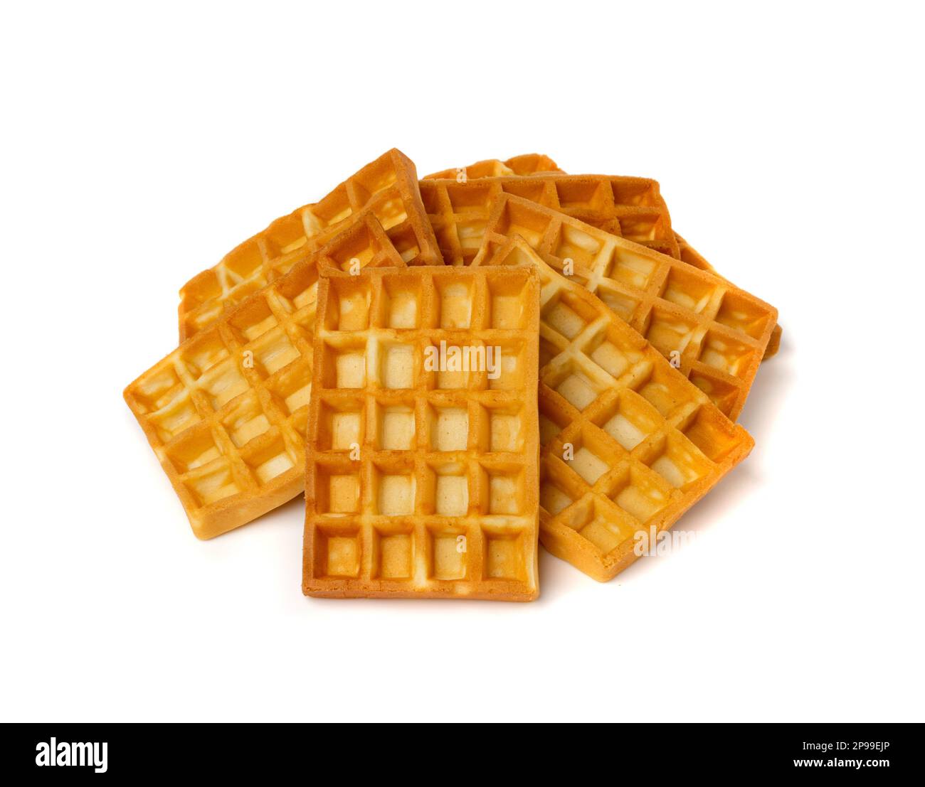 Belgian Waffle Isolated, Square Waffled Cookie, Soft Golden Belgium