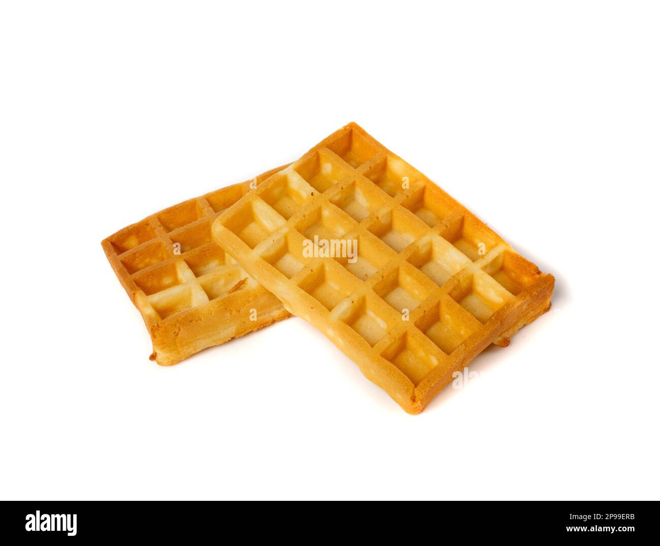 Belgian Waffle Isolated, Square Waffled Cookie, Soft Golden Belgium
