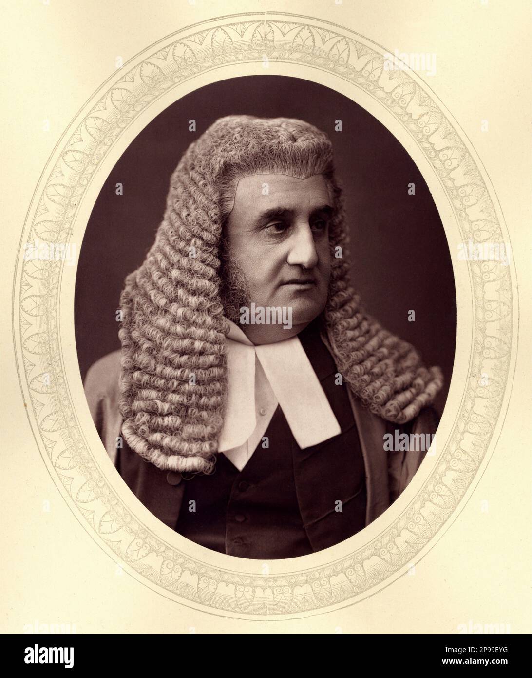 The british judge Baronet Hon. Sir ROBERT JOSEPH PHILLIMORE ( 1810 - 1885 )  - GIUDICE   - portrait - ritratto  - collar - colletto - uomo anziano vecchio - older man  - nobili inglese - GREAT BRITAIN - nobility - Nobiltà  - baronetto - wig - parrucca - basette  ----   Archivio GBB Stock Photo